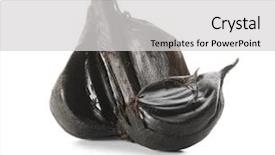  Presentation with garlic - Theme with black garlic allium sativum background and a light gray colored foreground