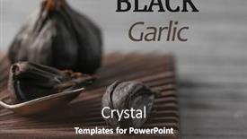  Presentation with garlic - Beautiful PPT theme featuring black garlic allium sativum on wooden board backdrop and a tawny brown colored foreground