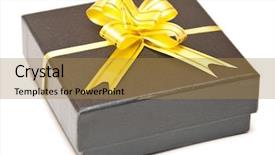  Presentation with gift ribbon - Colorful PPT layouts enhanced with black gift box with golden backdrop and a gold colored foreground
