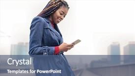  Presentation with black and white old phone - Colorful PPT theme enhanced with black girl and her phone backdrop and a  colored foreground