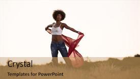  Presentation with black girl sexy fashionable mulatto - Colorful presentation theme enhanced with black girl laughs and dance backdrop and a yellow colored foreground