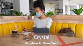  Presentation with black girl - PPT layouts having black-girl-writing-on-agenda background and a coral colored foreground