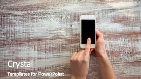  Presentation with telephone mobile - Beautiful presentation theme featuring black girlp phone - mobile telephone in hands backdrop and a  colored foreground