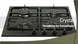  Presentation with black woman at gas station - Colorful presentation theme enhanced with black glass gas hob isolated backdrop and a dark gray colored foreground