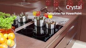  Presentation with glass - Slides consisting of black glass induction hob background and a tawny brown colored foreground