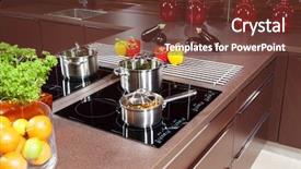  Presentation with induction charging - Colorful slides enhanced with black glass induction hob backdrop and a tawny brown colored foreground