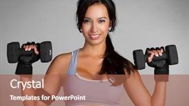 Presentation with lifting weights - Cool new slide deck with black gloves - beautiful latin woman lifting weights backdrop and a red colored foreground