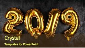  Presentation with new year 2019 - Beautiful theme featuring black gold invitations - happy new year 2019 backdrop and a tawny brown colored foreground