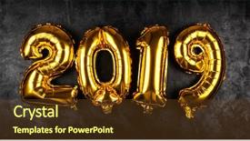  Presentation with new year 2019 - Colorful slide deck enhanced with black gold invitations - happy new year 2019 backdrop and a tawny brown colored foreground