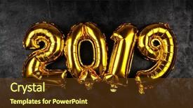  Presentation with new year 2019 - Slides consisting of black gold invitations - happy new year 2019 background and a tawny brown colored foreground