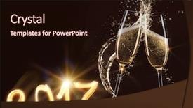  Presentation with champagne gold - Colorful slide deck enhanced with black gold party - glasses of champagne with splash backdrop and a wine colored foreground