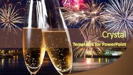  Presentation with flutes - PPT layouts enhanced with black gold party - two flutes of champagne background and a  colored foreground