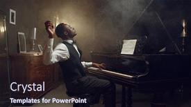  Presentation with jazz - Slide deck enhanced with grand piano player jazz performance background and a wine colored foreground