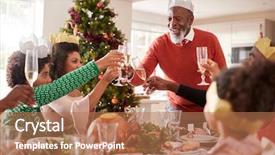  Presentation with black family - Theme featuring black grandfather standing to make background and a coral colored foreground