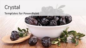  Presentation with mount of olives - PPT layouts with black green - bowl of olives background and a white colored foreground