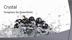  Presentation with fresh water splash green apple isolated white - Theme featuring black green - grapes with water splash background and a white colored foreground