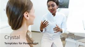  Presentation with black woman - Theme with black-gynecologist-showing-woman-early background and a coral colored foreground