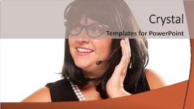  Presentation with receptionist - Audience pleasing presentation consisting of black haired retro receptionist isolated on a white background backdrop and a coral colored foreground