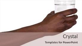  Presentation with water glass - Presentation theme consisting of black hand - man holding a glass background and a coral colored foreground