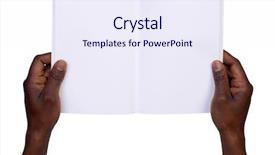  Presentation with black hand - Audience pleasing PPT layouts consisting of black hand - man holding blank notebook isolated backdrop and a sky blue colored foreground