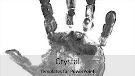  Presentation with hand print - Beautiful PPT theme featuring black hand print isolated backdrop and a light gray colored foreground