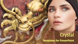  Presentation with mens fashion portrait - Slides having black hat over golden dragon background and a  colored foreground