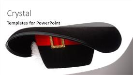  Presentation with feather - Audience pleasing PPT layouts consisting of black hat with feather and ribbon isolated on white background backdrop and a white colored foreground