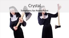  Presentation with nun - Colorful slide set enhanced with black hawk - nun with axe isolated backdrop and a  colored foreground