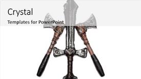  Presentation with hawk - Slides having black hawk - one dagger and two axes background and a white colored foreground