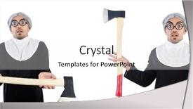  Presentation with nun - Beautiful theme featuring black hawk - weird male nun with hatchet backdrop and a white colored foreground