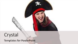  Presentation with pirate - PPT layouts featuring black hawk - woman pirate isolated on white background and a  colored foreground