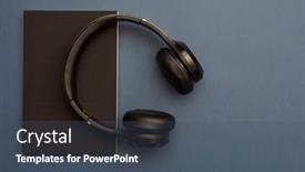  Presentation with diary - Colorful presentation theme enhanced with black-headphones-and-diary backdrop and a dark gray colored foreground