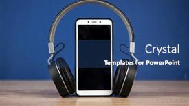  Presentation with black-paper - Cool new PPT layouts with black-headphones-and-smart-phone backdrop and a ocean colored foreground
