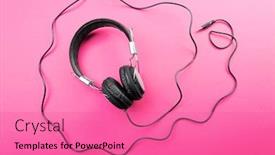  Presentation with pink black - PPT theme enhanced with black headphones on pink background background and a coral colored foreground