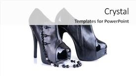  Presentation with glamour - Beautiful PPT layouts featuring black high heel female shoes and glamour necklace isolated on white background backdrop and a white colored foreground