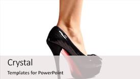  Presentation with shoe - Slide set featuring black high heel platform background and a light gray colored foreground