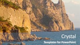  Presentation with pine trees - Slide deck consisting of blue sky and sea background background and a ocean colored foreground