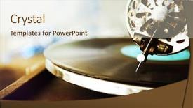  Presentation with gramophone - Beautiful PPT theme featuring black history music - old gramophone closeup backdrop and a soft green colored foreground