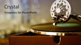  Presentation with gramophone - Cool new PPT theme with black history music - old gramophone closeup backdrop and a  colored foreground