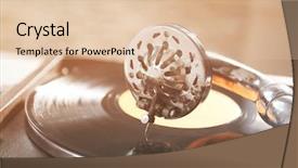  Presentation with gramophone - Beautiful PPT layouts featuring black history music - old gramophone player closeup backdrop and a  colored foreground