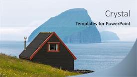  Presentation with witches - Beautiful slides featuring black-house-on-famous-faroese backdrop and a light blue colored foreground