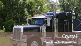  Presentation with stainless steel - Theme with black huge lorry american truck background and a gray colored foreground