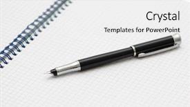  Presentation with black ink - Presentation design consisting of black ink pen on the spiral book background and a white colored foreground