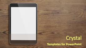  Presentation with ipad - PPT layouts consisting of black ipad on old wood background and a tawny brown colored foreground