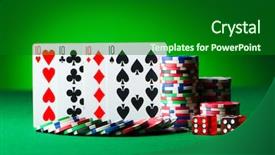 Presentation with casino black jack - Amazing theme having black jack - casino concept with chips backdrop and a forest green colored foreground