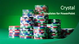  Presentation with casino black jack - Slides having black jack - casino concept with chips background and a forest green colored foreground