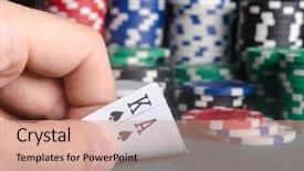  Presentation with executive martin luther king j - Amazing slide deck having black jack - king and ace of peak backdrop and a coral colored foreground