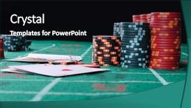  Presentation with poker chips - Presentation theme featuring black jack - place a poker player chips background and a black colored foreground