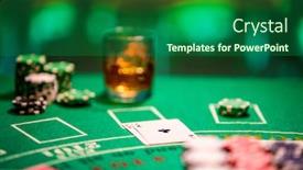  Presentation with casino black jack - Audience pleasing theme consisting of black-jack-table backdrop and a forest green colored foreground