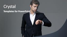  Presentation with black man - Colorful PPT theme enhanced with black jacket looking at wristwatch backdrop and a  colored foreground